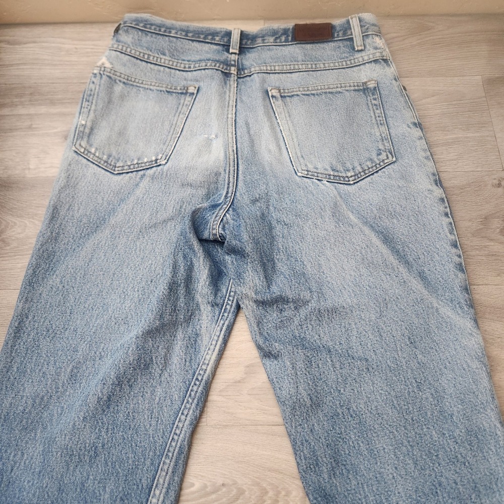 Vintage LL Bean Light Wash Natural Fit Jeans 33x34 Distressed Denim Straight Leg - Picture 2 of 16